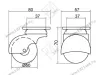 Опора колесная 208 шаровая большая нагрузка - 50 кг d=50, h=68 <100> превью 2