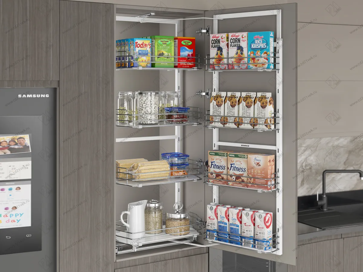 S-1249-C Выдвижная колонна для кухни в базу 450 мм, Starax, 6-ти ярусная, (380х510х1850-2000 мм) 1