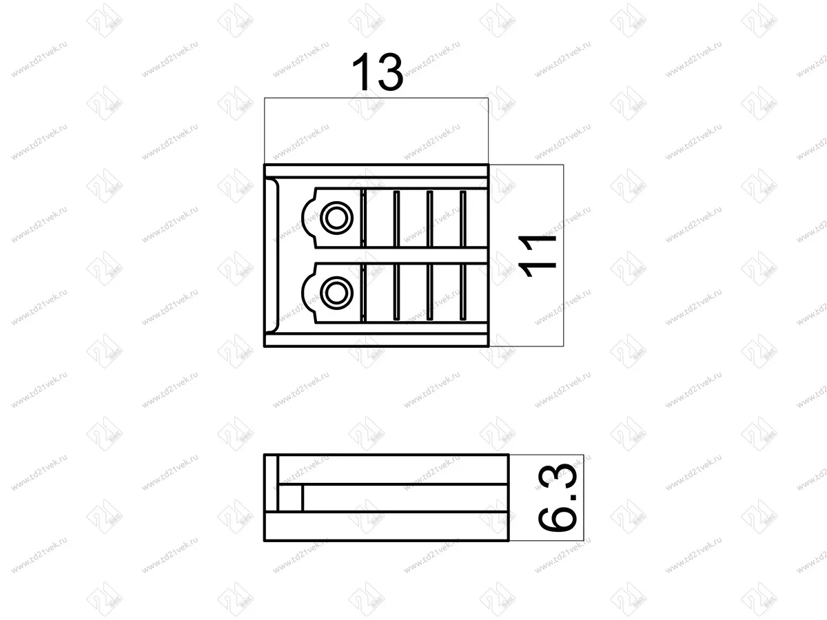 10.800.00.018 Коннектор для провода питания одноцветных SMD или COB лент 8мм, 12/24В, макс. 6А, прозрачный 3