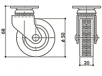 Опора колесная 321 нагрузка - 35 кг d=50, h=70 <100/300>
