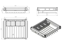 S-6711-W Брючница с органайзером для аксессуаров в базу 600 мм, Starax, (560-590х475х125 мм), направляющие Blum Tandem, белая