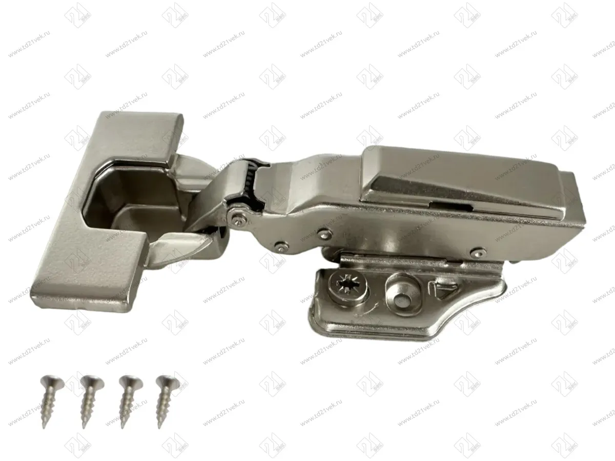 Петля накладная 0мм (16-25мм) 48мм, рег.6-7мм, планка Н=2, 3D, CLIP-ON, 2 накладки+4 самореза, с доводчиком, никель 1