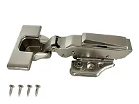 Петля накладная 0мм (16-25мм) 48мм, рег.6-7мм, планка Н=2, 3D, CLIP-ON, 2 накладки+4 самореза, с доводчиком, никель