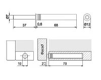 AMF14/GR Упор-защелка фасада c толкателем push-to-open, скр крепления серый <100>