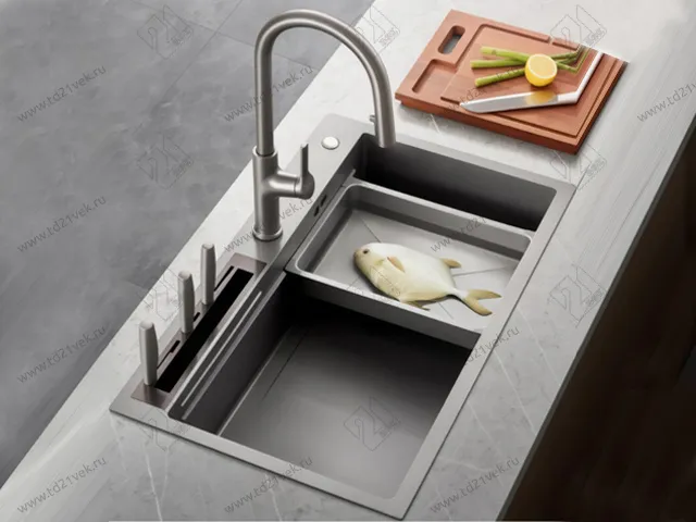 Мойка электронная с защитным нанопокрытием, 780х482х220 мм, сталь, серый 1