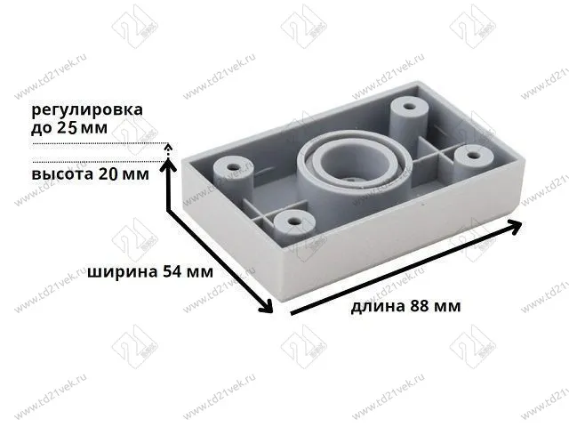 Опора регулируемая №1 (88х54х20, H-20/4) пластик, металлик <192> 2