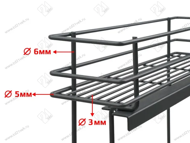 Бутылочница 200 правая (448х154х535мм) на скрытых направляющих с доводчиком, антрацит/ двухуровневая корзина 3