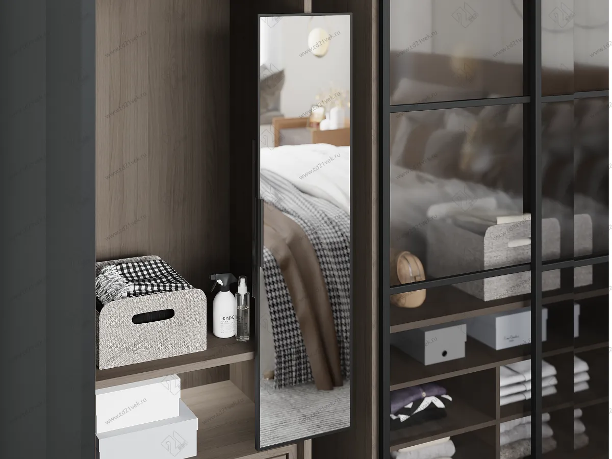 S-6612-A Выдвижное зеркало в шкаф в базу 160 мм, Starax, (120х340х1300 мм), антрацит 1