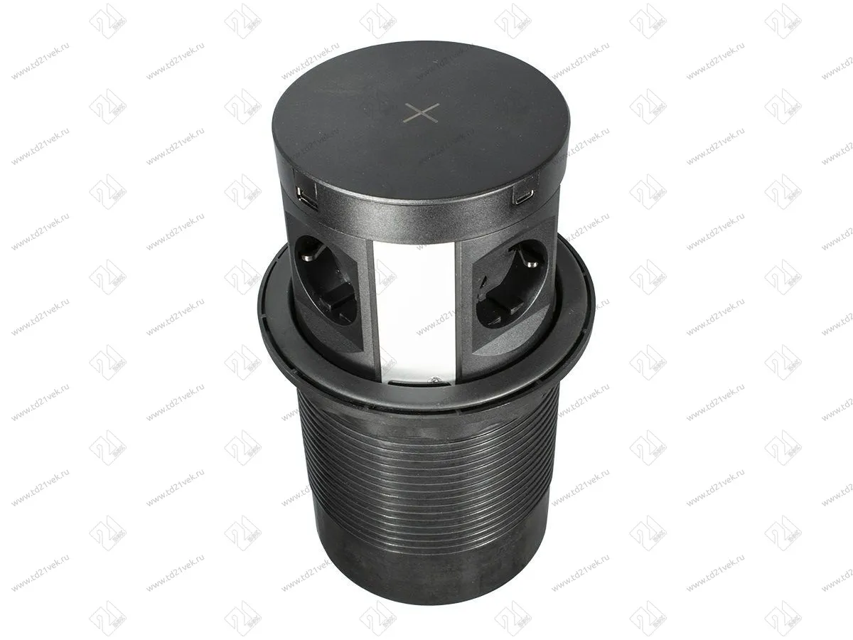 11.800.02.004 Блок розеток POP-UP ELIT черный 4XSCHUKО, беспроводная зарядка,4 Х USB 1