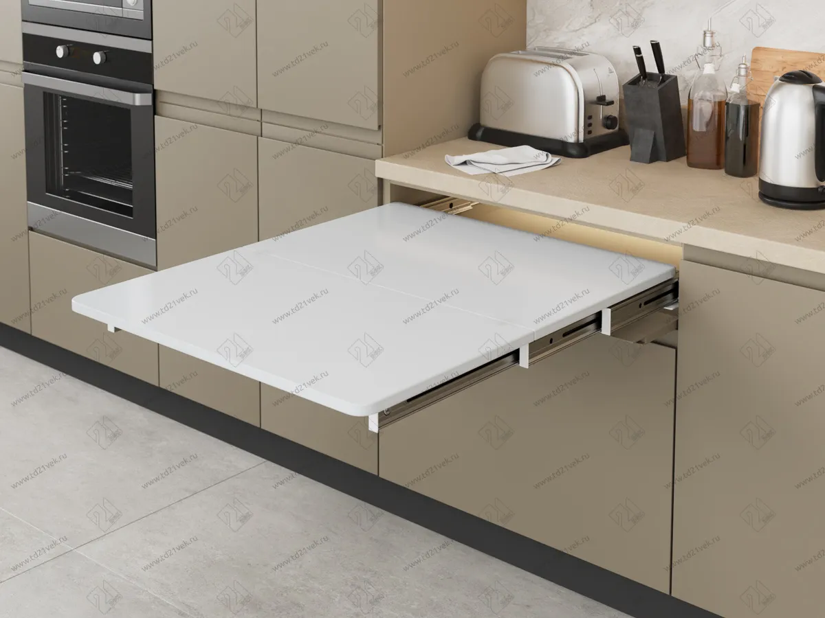 S-2143-W Механизм Starax для выдвижной столешницы
 в базу 900 мм (864х500х100 мм), белый 4