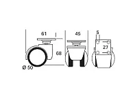 Опора колесная 551 нагрузка -35 кг d=50, h=70 <100>