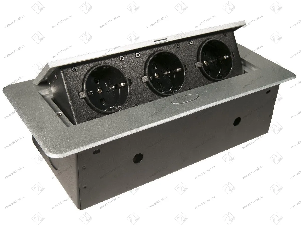 11.106.06.012 Блок розеток выдвижной  POP-UP горизонтальный, серебристый 1
