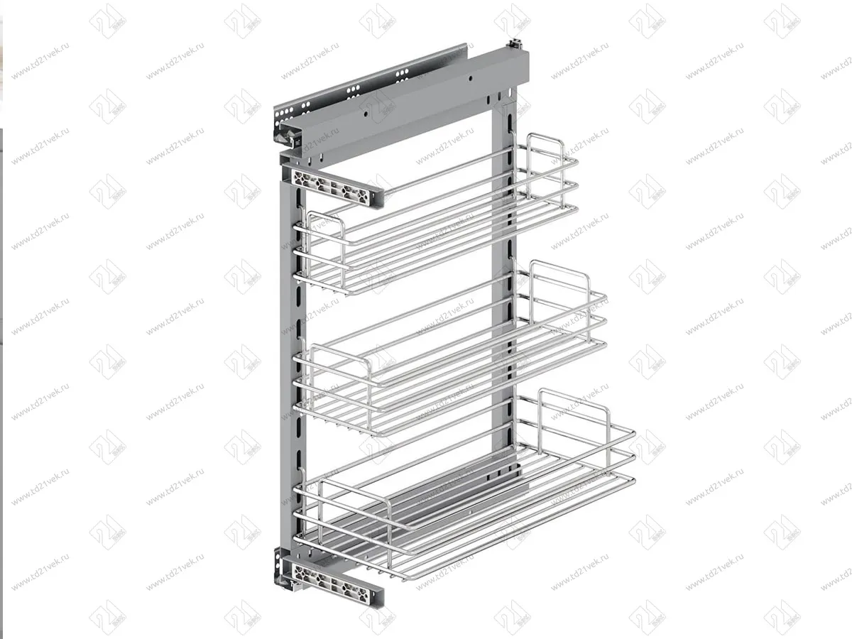 S-2208-C Бутылочница 300, Starax, 3-х ярусная, направляющие Blum Tandem, (255-205-155х470х635 мм), правая 3
