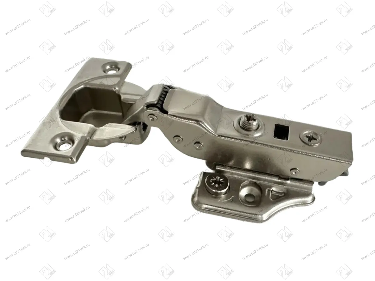 Петля полунакладная 8мм (16-25мм) 48мм, рег.6-7мм, планка Н=2, 3D, CLIP-ON, 2 накладки+4 самореза, с доводчиком, никель 3