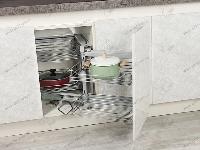 S-3002-C Волшебный угол с фасадным креплением в базу 450 мм, Starax, 2-х ярусный, (860-965х530х530 мм), правый 1