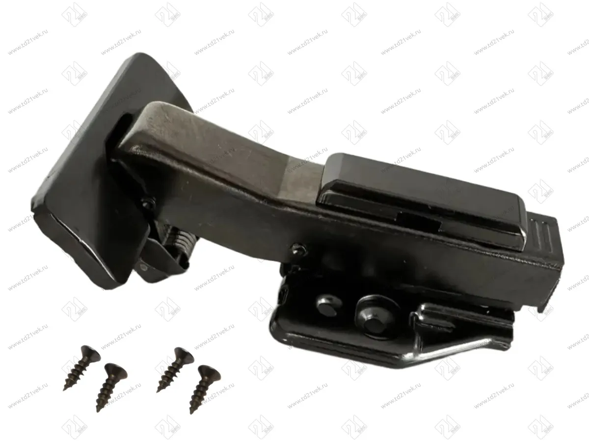 Петля угловая +45°, 48мм, планка Н=2, 3D, CLIP-ON, 2 накладки+4 самореза, с доводчиком, черный 1