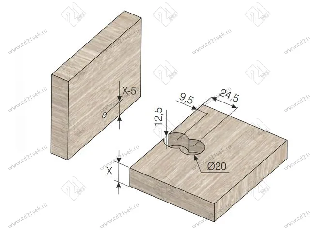 103-04-14-304 Qfix Корпус стяжки Mesan d20*h12,5*L34,5мм (крем) (ST) <500/3000> 4