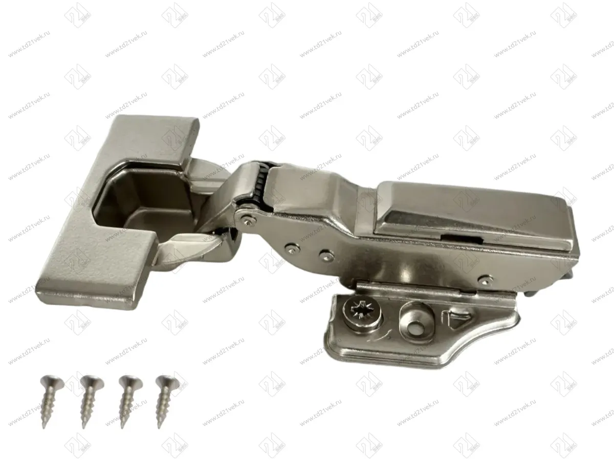 Петля полунакладная 8мм (16-25мм) 48мм, рег.6-7мм, планка Н=2, 3D, CLIP-ON, 2 накладки+4 самореза, с доводчиком, никель 1