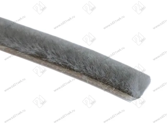 Уплотнитель щёточный ш7х в6мм 4Р, светло-серый/серебро <бухта-250м> шлегель/ щетка самоклеящаяся/ буферная лента/ уплотнитель/ Schlegel 1