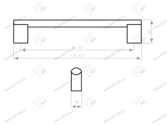 Ручка-рейлинг 480мм (L500мм) черный матовый 2