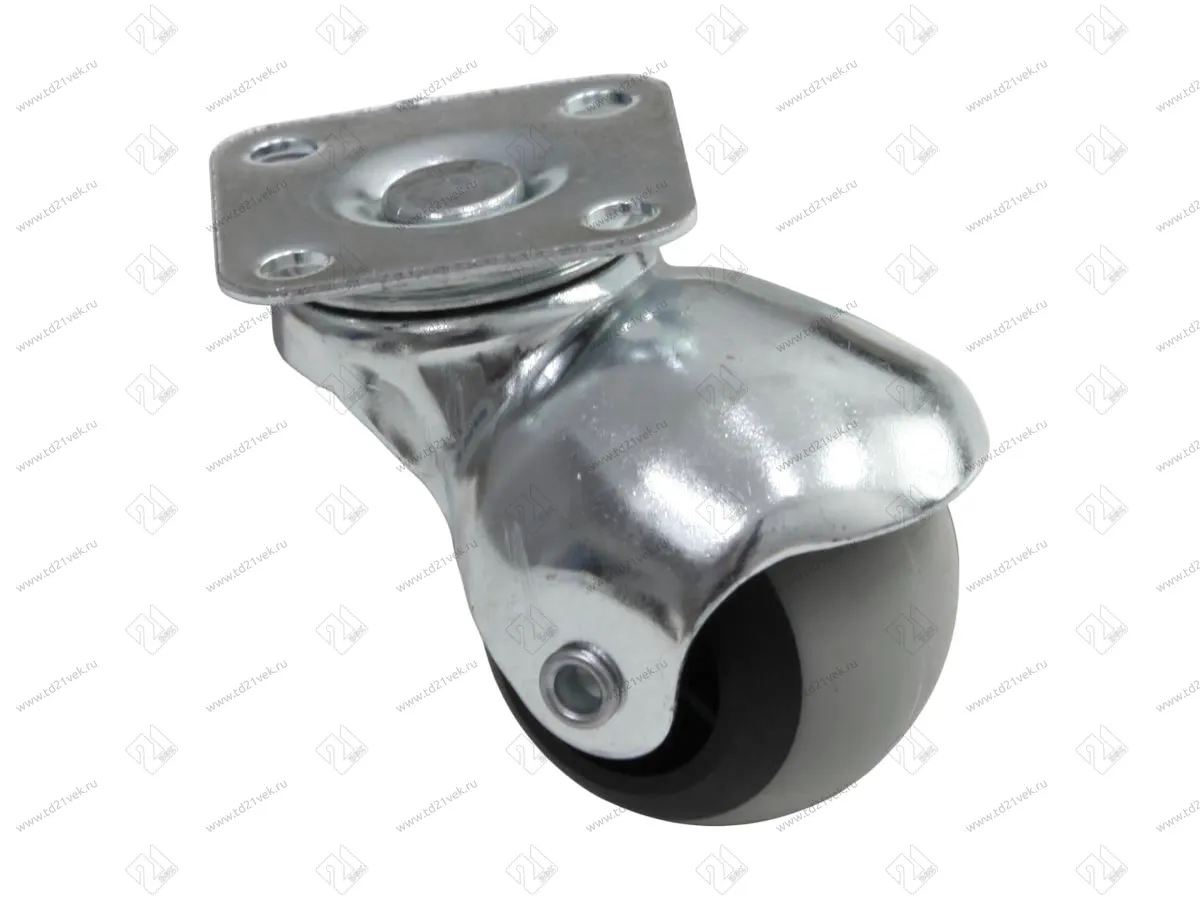 Опора колёсная поворотная d50мм, без стопора, с площадкой, серая 1