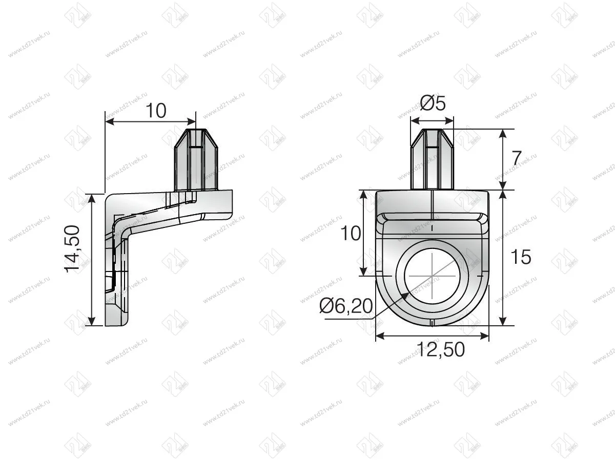 103-02-09-303 Полкодержатель Mesan с фиксатором(под саморез)(нагр.25кг/м2) серый (ST)<1000> 2
