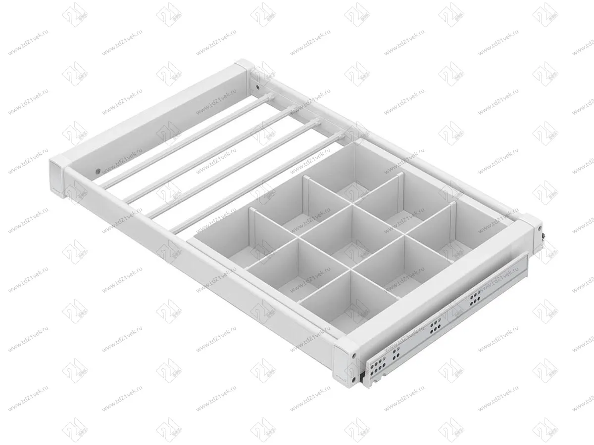 S-6705-W Брючница с органайзером для аксессуаров в базу 800 мм, Starax, (760-790х475х100 мм), направляющие Blum Tandem, белая 2