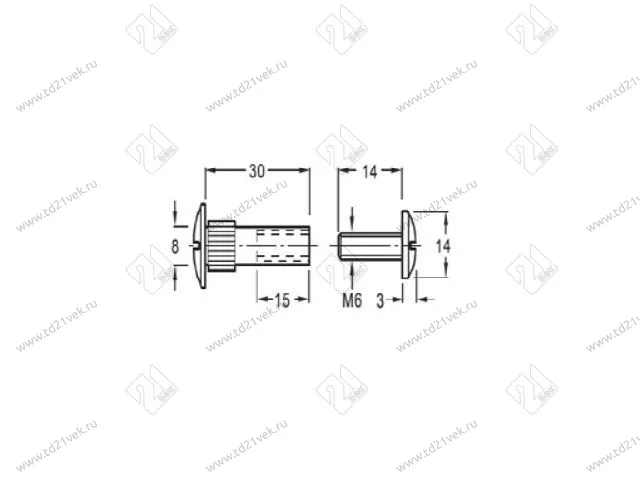 Стяжка межсекционная d=8мм M6x29 никель (100/1000) <1000> 2