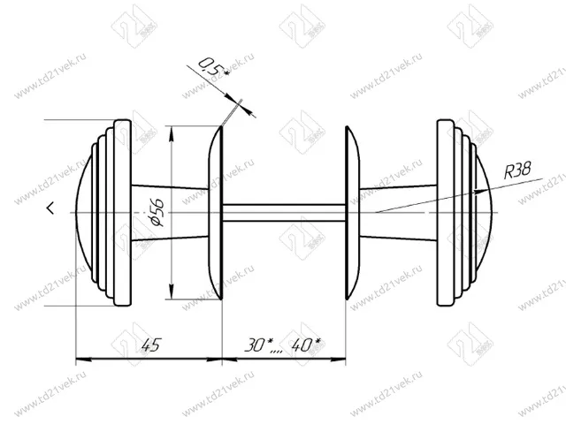 Ручка-кнопка РК1 тип 2 у металл, черный бархат <1/30> 2