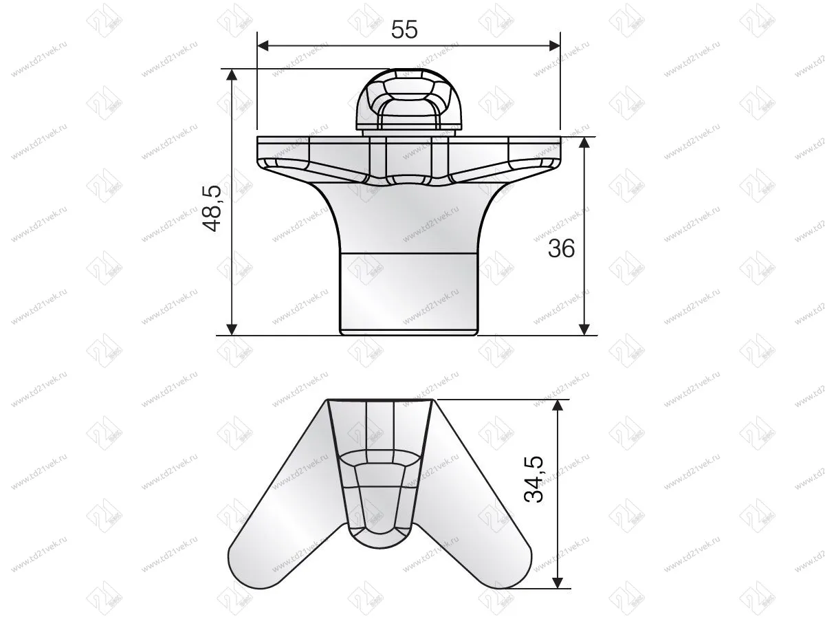 103-05-06-421 Полкодержатель Mesan, "Пингвин"(полка до 12мм) нагр.12кг(55х48,5х34,5мм) мат.хром <2> 2