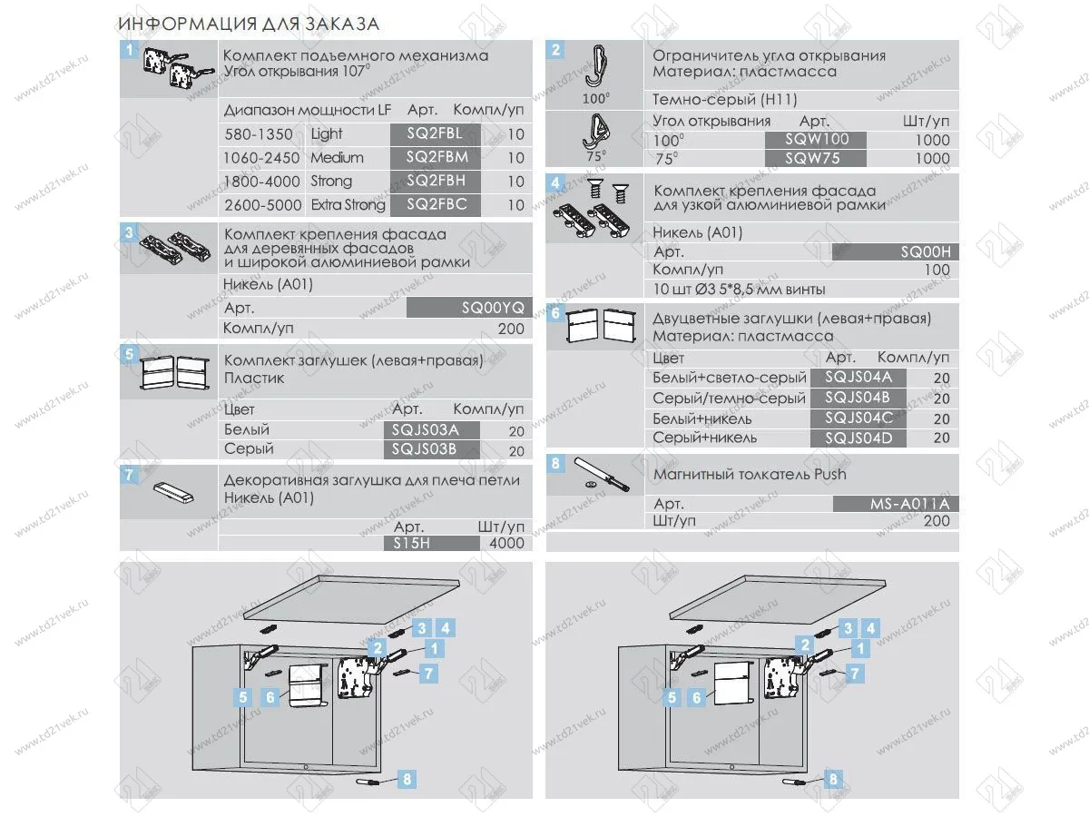 SQ2FBM03B / 0017405 Подъемный механизм TOP-STAYS SQ PUSH откидной (h250-500mm/инд.нагр.1060-2450) (серый) <1/10> 10
