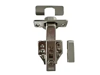 Петля угловая +45°, 48мм, планка Н=2, 3D, CLIP-ON, 2 накладки+4 самореза, с доводчиком, никель