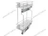 Бутылочница 200 правая (448х154х535мм) на скрытых направляющих с доводчиком, хром крашенный / двухуровневая корзина превью 2
