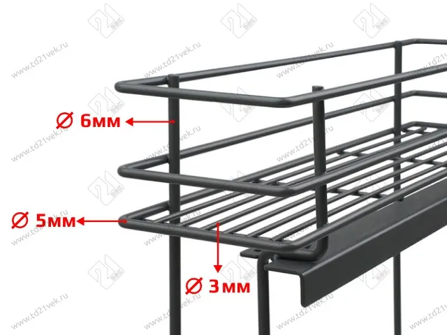 Бутылочница 150 правая (448х108х535мм) на скрытых направляющих с доводчиком, антрацит/ двухуровневая корзина 3