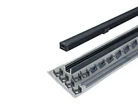 19.143.40.109 Профиль алюминиевый КСС SOLO 0806W ЧЕРНЫЙ накладной 3м, диффузор, 3+3 заглушки + 6 клипс.