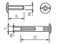 Стяжка межсекционная d=5мм M4x30, никель (100/1000) <2000>