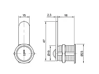 Замок №103 (604), почтовый, D19х20 мм хром  <12/240> А