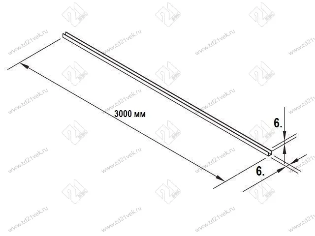 Планка торцевая алюм. для стеновых панелей 6 мм (П) 1040 L=3000мм  <100> 2