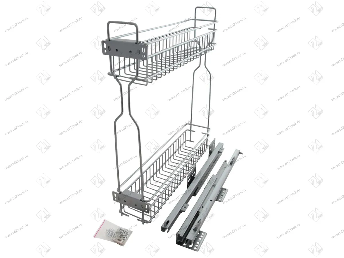 Бутылочница для кухни 150 правая, на направляющих скрытого монтажа с синхронизатором, полного выдвижения с доводчиком 1