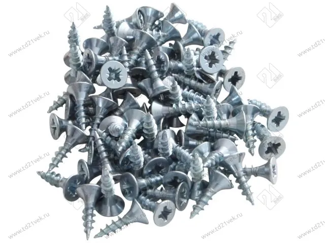 Саморез 4*15мм с потайной головкой, крест, цинк белый, 1уп=1000 шт. 1
