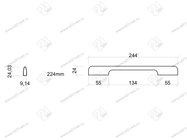 Ручка-скоба 224мм (L244мм) хром матовый, AL 07 2