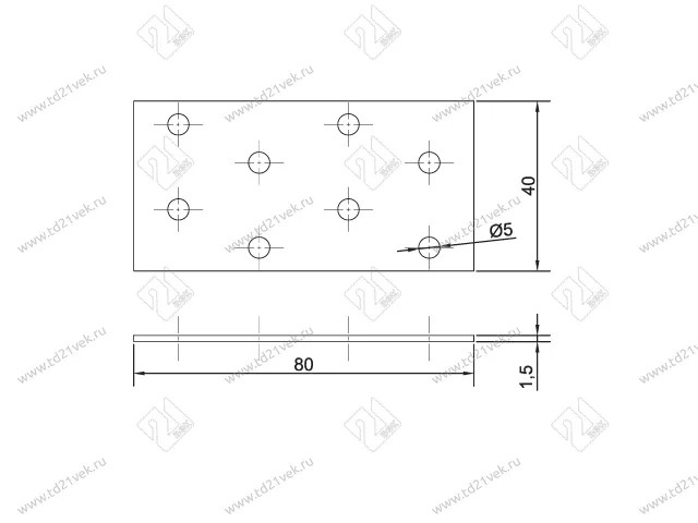 Пластина крепёжная  80*40*1.5, гоц <200> 2