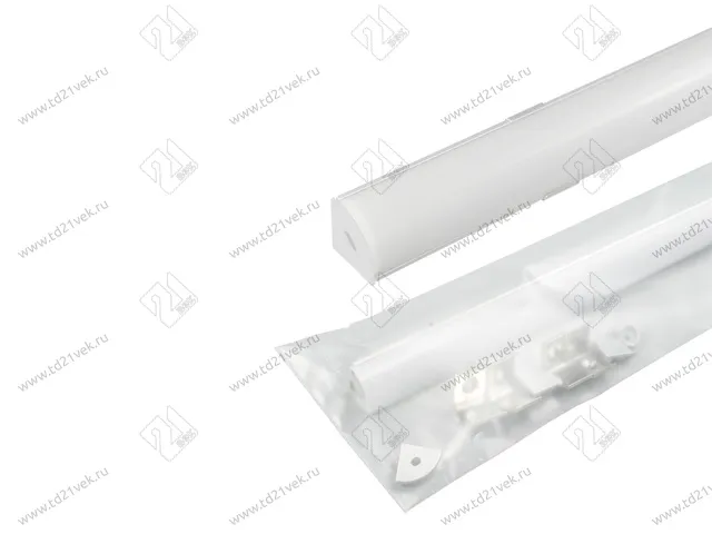 17.800.00.395 / 19.143.39.325 Профиль алюминиевый КСС 1616W, диффузор молочный белый, накладной, L=2м, 4 клипсы, 4 загл. с отверст, серебро 2