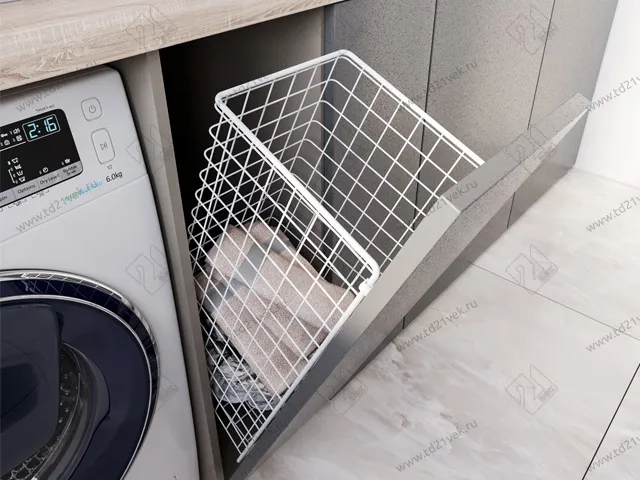 Корзина для белья в базу 400 мм, 340х525х230 мм, белая, с креплением на дверцу, крепёж 4 шт. в комплекте 3