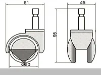 Опора колесная 553 нагрузка - 40 кг d=50, h=68 <100>