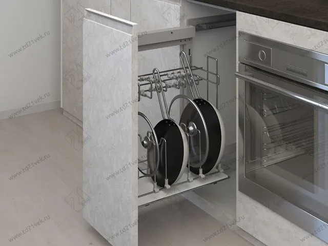 S-2880-C Выдвижная система для сковородок в базу 450 мм, Starax, (310х475х640 мм), левая, хром 1