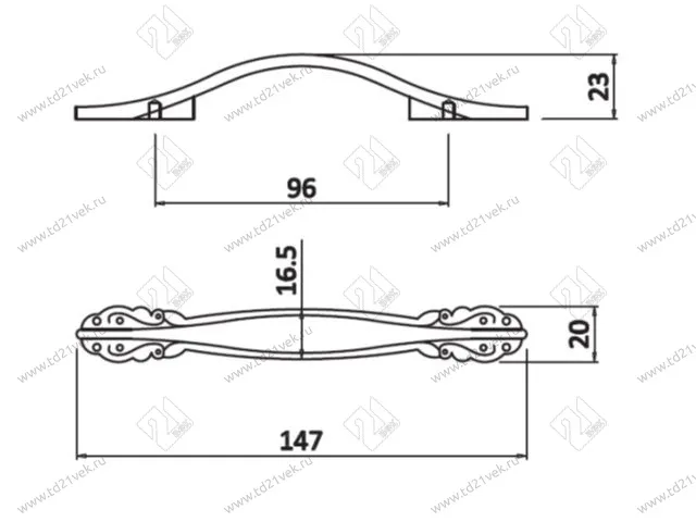 UZ-ROYAL2-96-10-03 Ручка GTV ROYAL2 C=96мм, белый/золото <40> 4