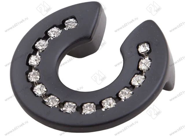 Скоба "Оскар" со стразами 5398-12/32 (мат.черный) <50/400> 1