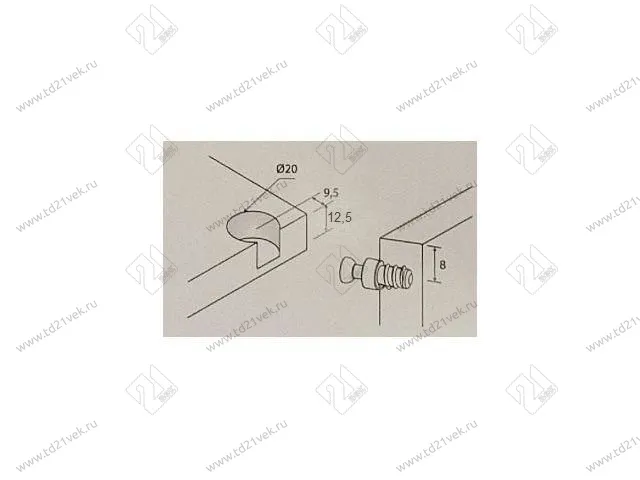 KRF016BR Стяжка XSTAR d20*H12,5мм с эксцентр.(для 16мм) (коричн/Coffee) <500/1000> 4