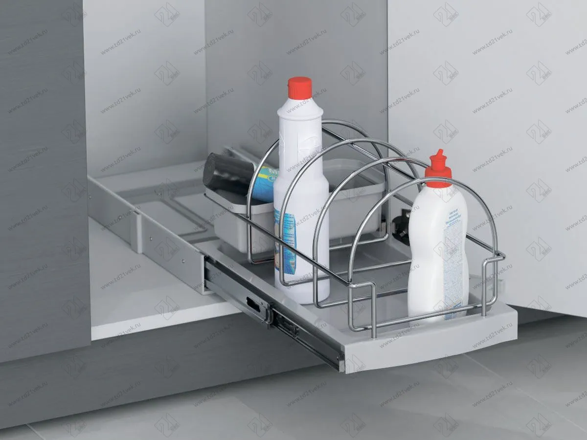 S-2393-G Корзина для бытовой химии в базу 350/400, Starax, (260*440*245 мм), серый 1